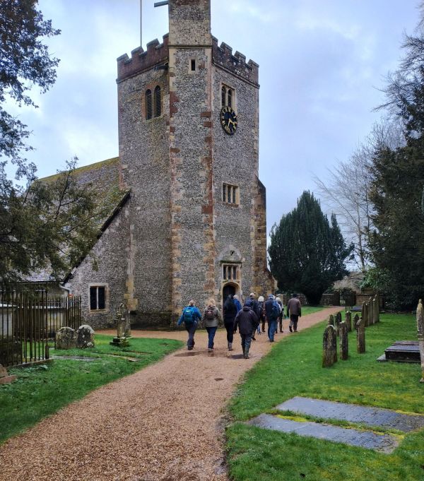 Droxford chruch ramblers walking past